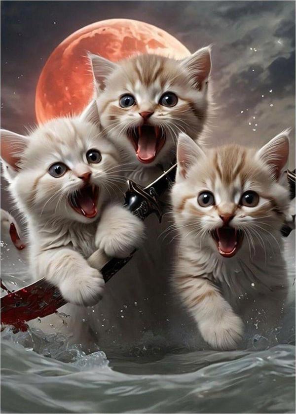 Ekart Şaşkın Kediler Dekoratif Mdf Tablo 35 cm x 50 cm - Image 1