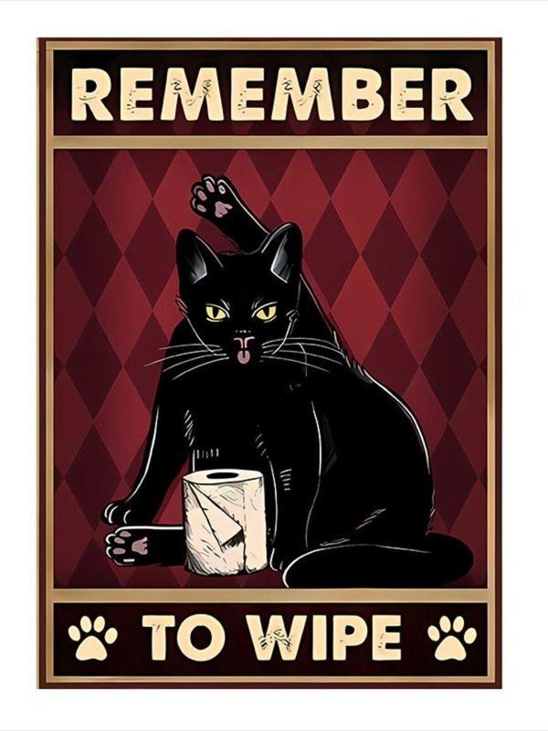 Ekart Siyah Kedi Ve Peçete Art Mdf Tablo 25 cm x 35 cm - Image 1