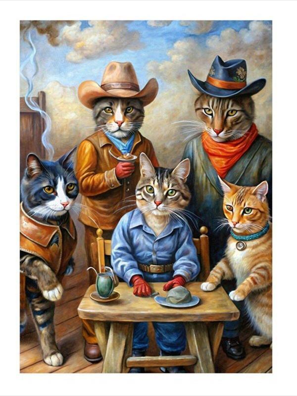 Ekart Şapkalı Kediler Art Mdf Tablo 50 cm x 70 cm - Image 1