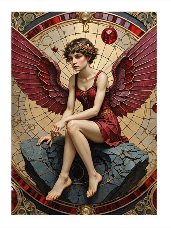 Ekart Kırmızı Kanatlı Kadın Art Mdf Poster 25 cm x 35 cm - Image 1