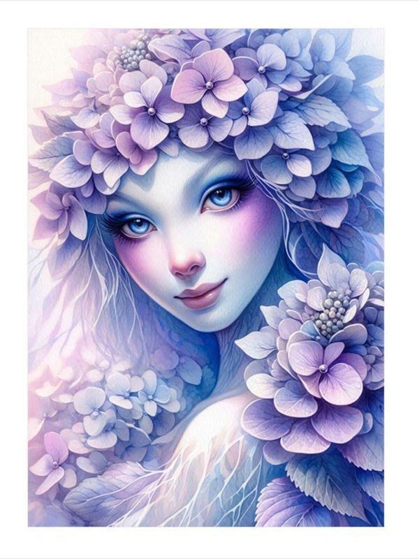 Ekart Mavi Çiçekli Kadın Dekoratif Mdf Tablo 35 cm x 50 cm - Image 1
