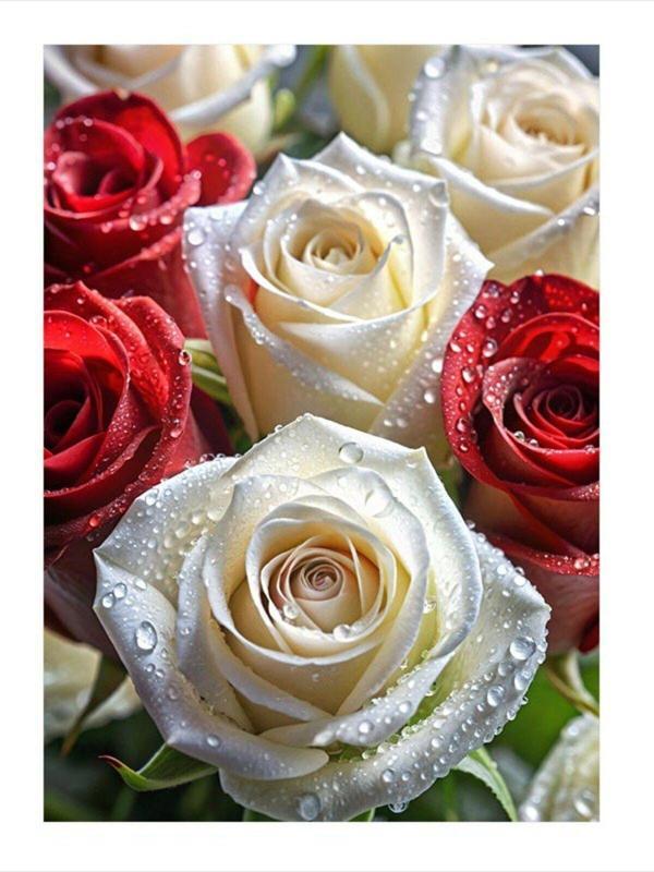 Ekart Kırmızı Beyaz Güller Dekoratif Mdf Tablo 25 cm x 35 cm - Image 1