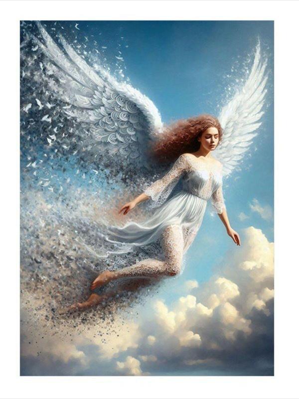 Ekart Beyaz Kanatlı Melek Kadın Art Mdf Poster 50 cm x 70 cm - Image 1