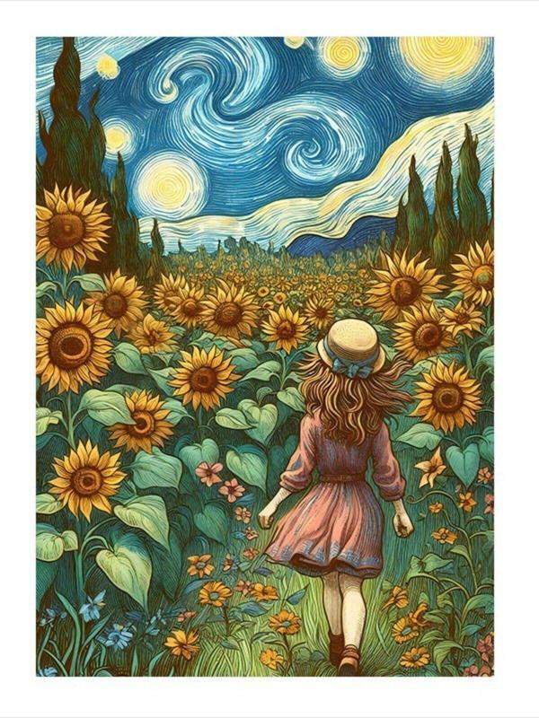 Ekart Ayçiçekleri Ve Kız Çocuğu Mdf poster 35 cm x 50 cm - Image 1