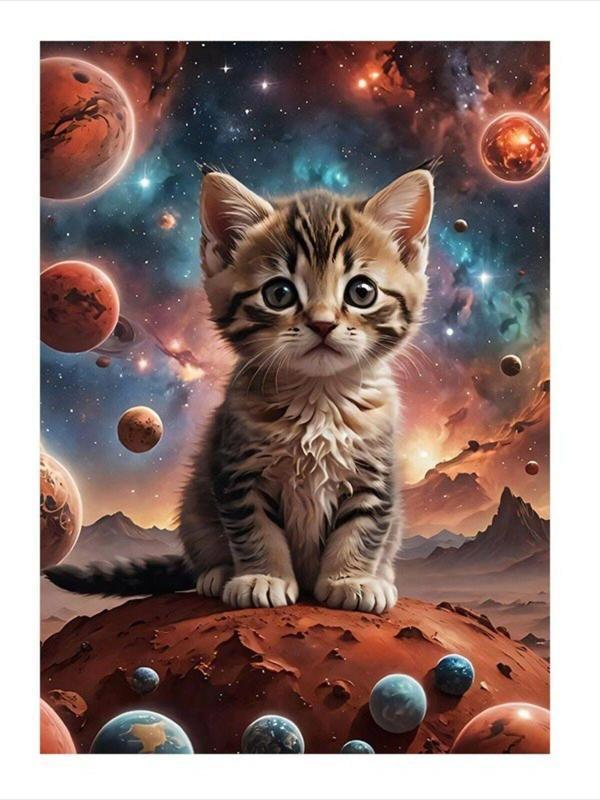 Ekart Yavru Kedi Ve Gezegenler Art Mdf Tablo 25 cm x 35 cm - Image 1