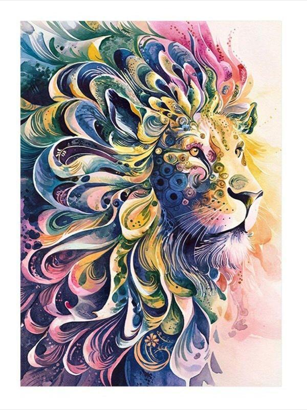Ekart Renkli Aslan Desenli Mdf Tablo 50 cm x 70 cm - Image 1