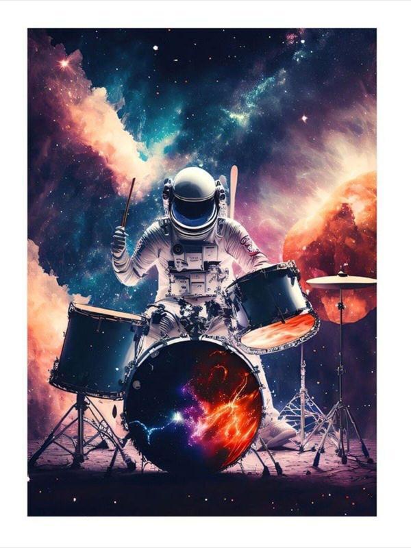 Ekart Davulcu Astronot Desenli Mdf Tablo 35 cm x 50 cm - Image 1