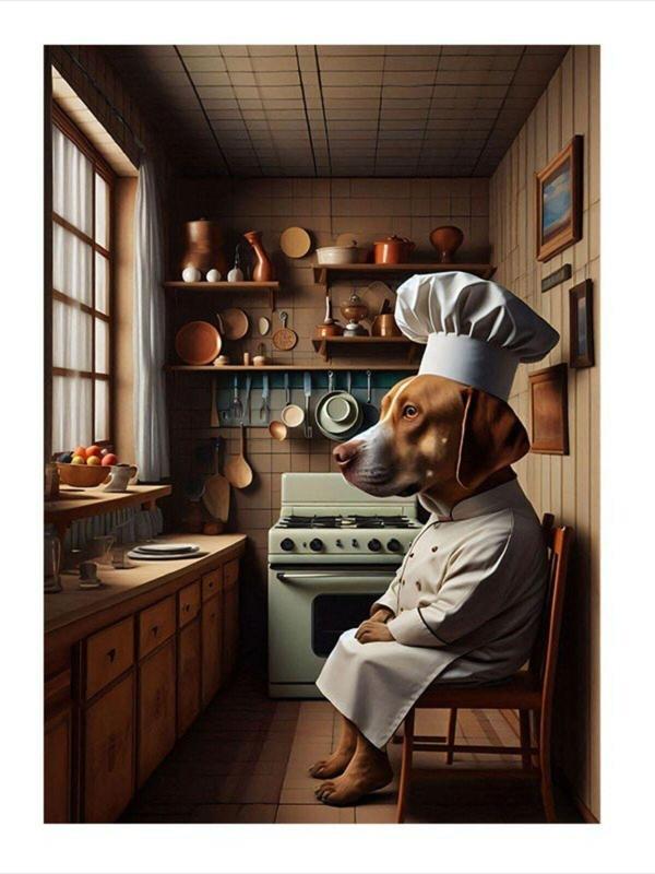 Ekart Aşçı Köpek Mdf poster 35 cm x 50 cm - Image 1