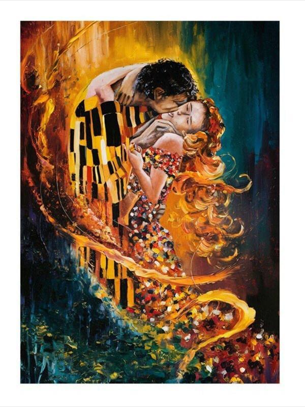 Ekart Öpüşen Soyut Çift Art Mdf Poster 50 cm x 70 cm - Image 1