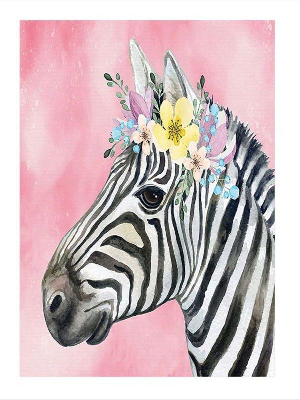 Ekart Çiçekler Ve Zebra Desenli Mdf Tablo 25 cm x 35 cm - Image 1