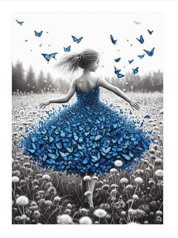 Ekart Mavi Elbiseli Kız Art Mdf Tablo 25 cm x 35 cm - Image 1