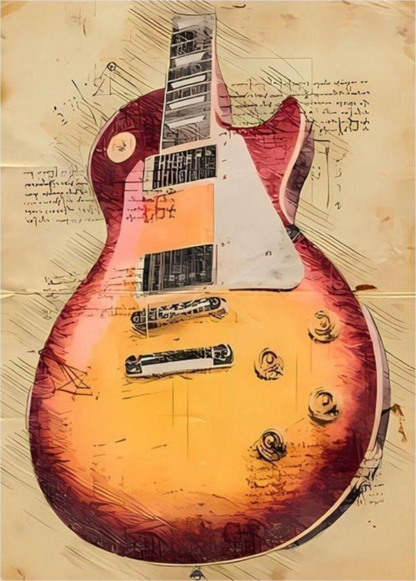 Ekart Les Paul Elektro Gitar Dekoratif Mdf Tablo 35 cm x 50 cm - Image 1