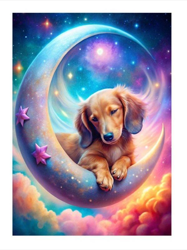 Ekart Sevimli Köpek Ve Hilal Dekoratif Mdf Tablo 50 cm x 70 cm - Image 1