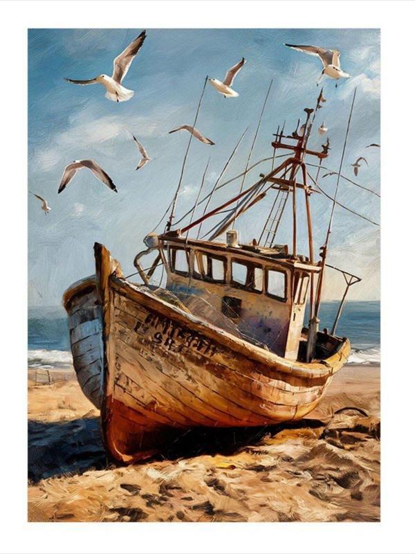 Ekart Eski Balıkçı Teknesi Desenli Mdf Tablo 25 cm x 35 cm - Image 1