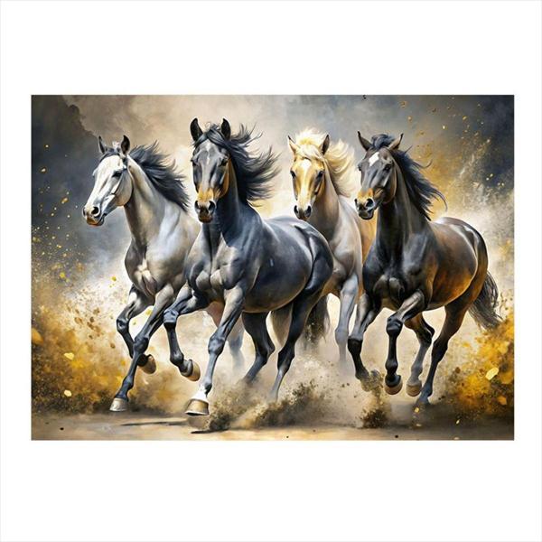 Ekart Koşan Atlar Hediyelik Mdf Tablo 50 cm x 70 cm - Image 1