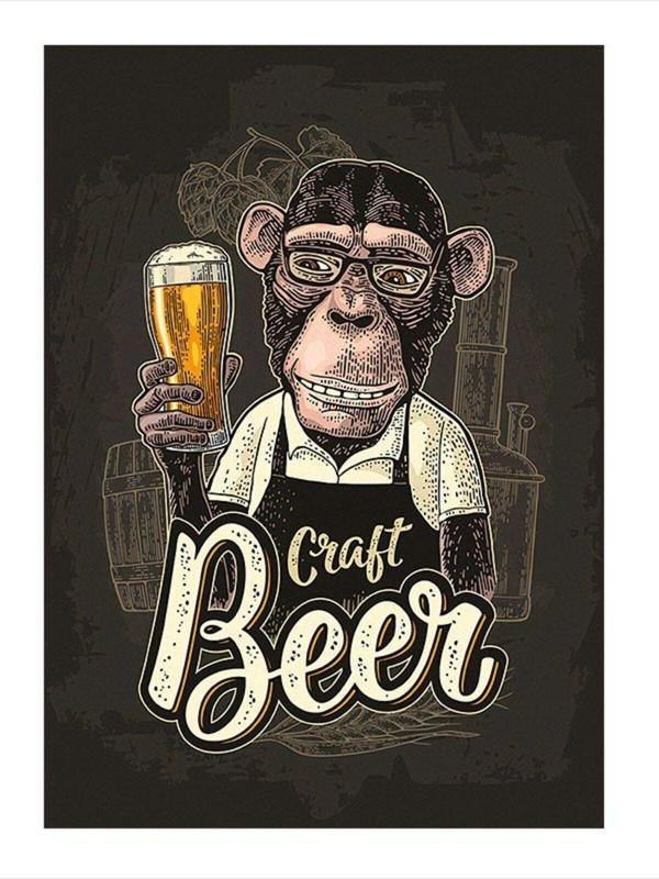 Ekart İçen Maymun Modern Mdf Tablo 35 cm x 50 cm - Image 1