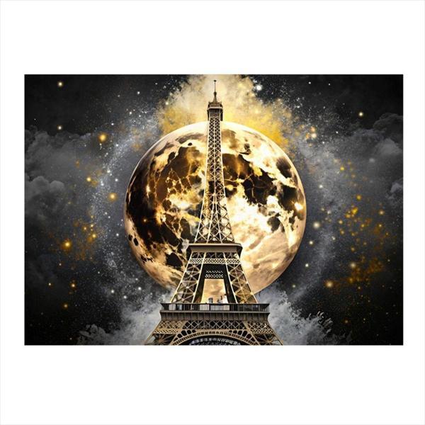 Ekart Dolunay Ve Eyfel Kulesi Art Mdf Poster 50 cm x 70 cm - Image 1