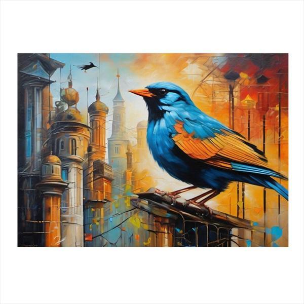 Ekart Mavi Kuş Desenli Mdf Tablo 50 cm x 70 cm - Image 1