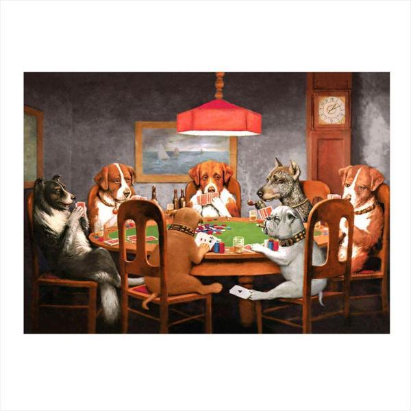 Ekart Kumarbaz Köpekler Desenli Mdf Tablo 50 cm x 70 cm - Image 1