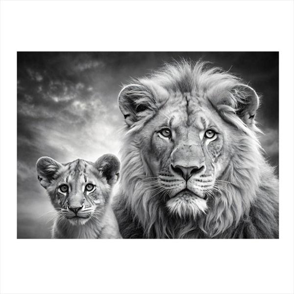 Ekart Anne Ve Yavru Aslan Modern Mdf Tablo 35 cm x 50 cm - Image 1