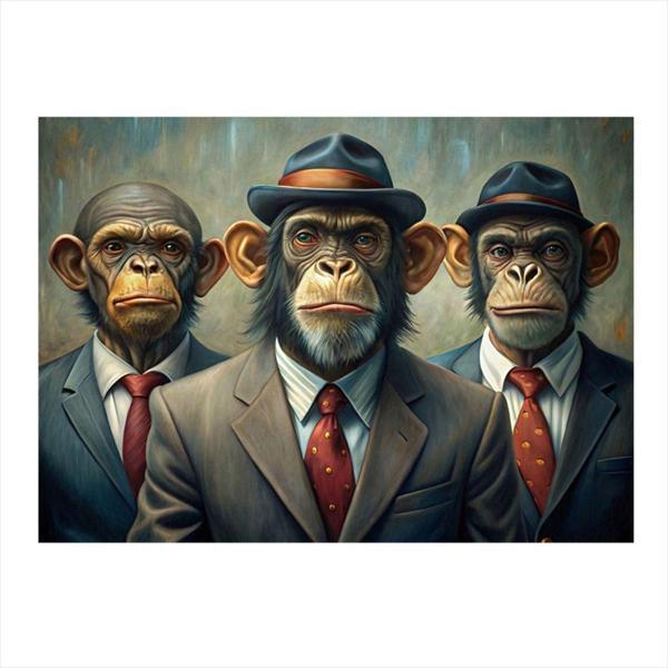 Ekart 3 Maymun Mdf Tablo 35 cm x 50 cm - Image 1