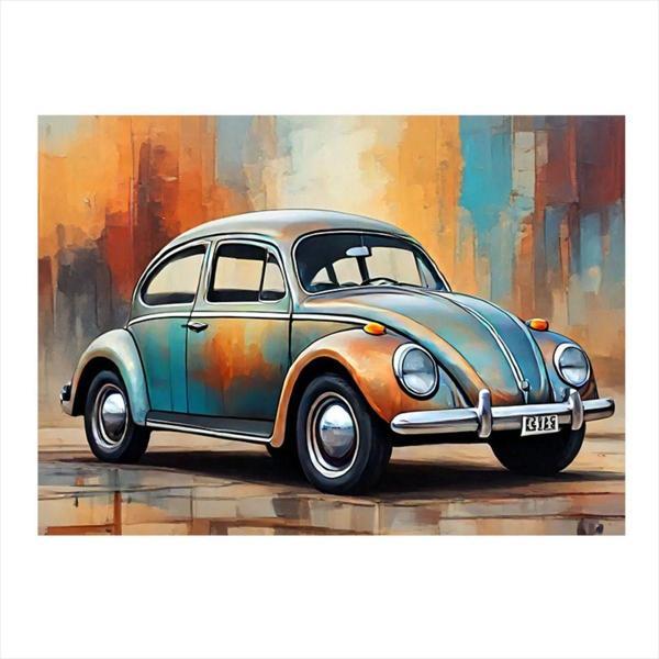 Ekart Retro Kaplumbağa Araba Desenli Mdf Tablo 35 cm x 50 cm - Image 1