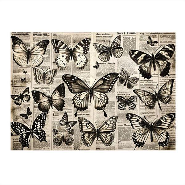 Ekart Kelebekler Gazete Temalı Art Mdf Tablo 50 cm x 70 cm - Image 1