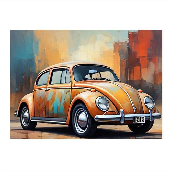 Ekart Turuncu Retro Kaplumbağa Araba Modern Mdf Tablo 50 cm x 70 cm - Image 1