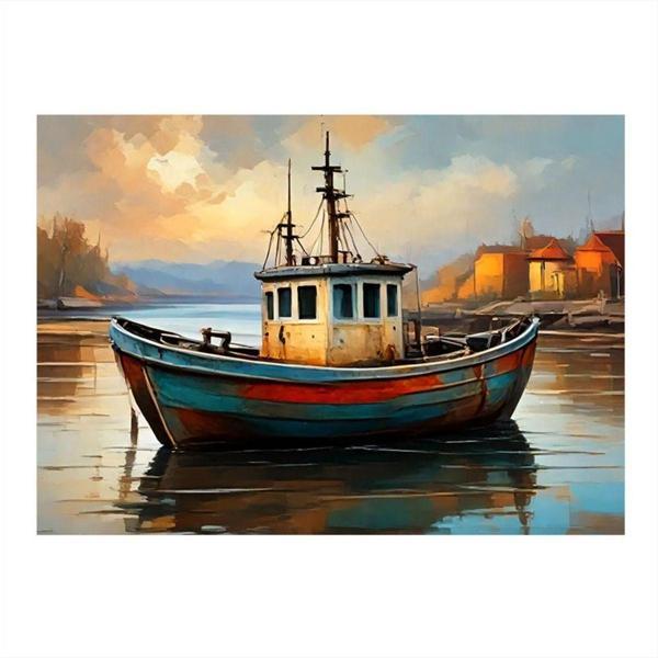 Ekart Balıkçı Teknesi Art Mdf Tablo 35 cm x 50 cm - Image 1