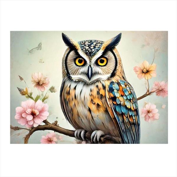 Ekart Baykuş Ve Çiçekler Desenli Mdf Tablo 35 cm x 50 cm - Image 1
