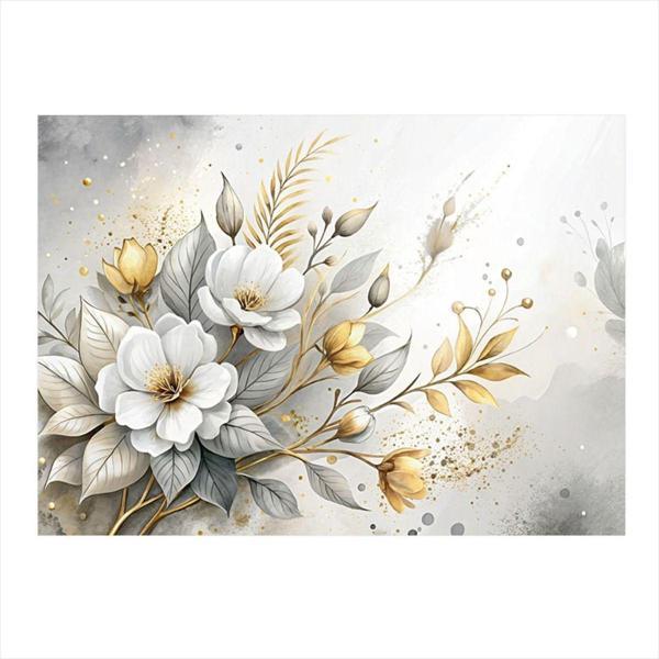 Ekart Beyaz Çiçekler Desenli Mdf Tablo 25 cm x 35 cm - Image 1