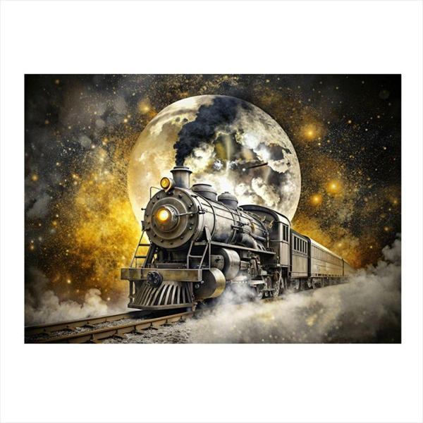 Ekart Buharlı Tren Lokomotif Art Mdf Tablo 35 cm x 50 cm - Image 1