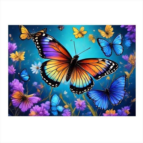 Ekart Renkli Kelebekler Ve Çiçekler Desenli Mdf Tablo 50 cm x 70 cm - Image 1