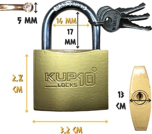 Kupa Asma Kilit Sarı 32 mm. - 3 Anahtarlı - Image 1