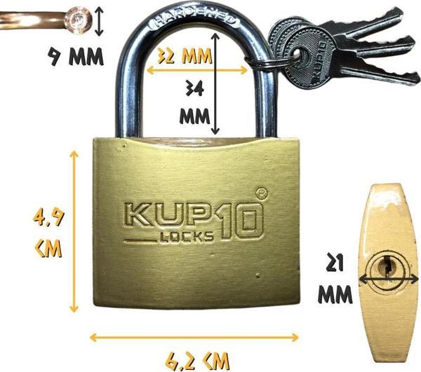 Kupa Asma Kilit Sarı 63 mm. - 3 Anahtarlı - Image 1