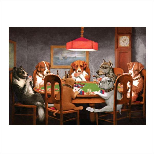 Ekart Bilardo Oynayan Sevimli Köpekler Art Mdf Tablo 50 cm x 70 cm - Image 1