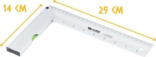 Kupa Su Terazili Alüminyum Gönye 250 mm. - Image 1