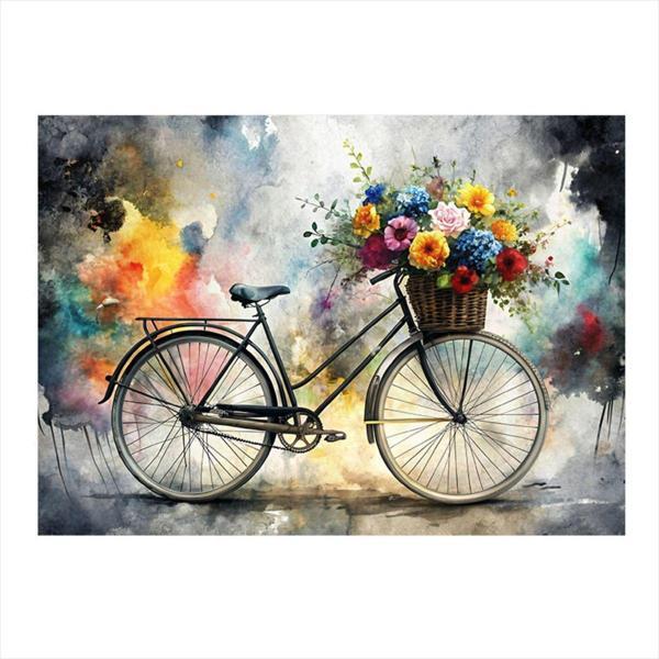 Ekart Bisiklet Ve Çiçekler Tasarım Mdf Tablo 35 cm x 50 cm - Image 1