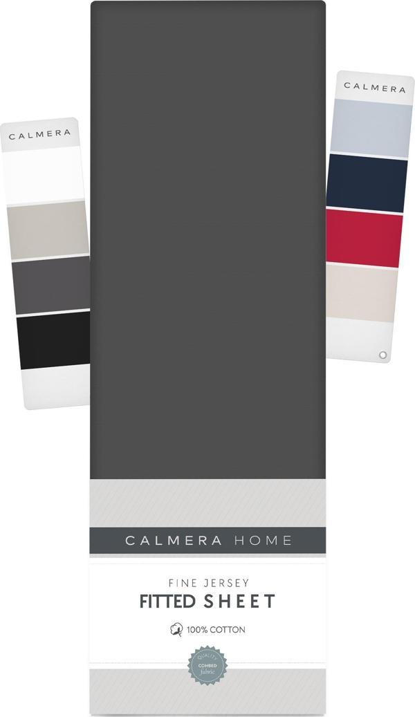 Calmera Home Çift Kişilik %100 Pamuk Penye Lastikli Çarşaf - Battal King Size - 180 x 200 cm Antrasit - Image 1
