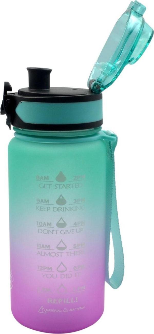 Shopset 2 Adet * 350Ml Tritan Motivasyonlu Su Matarası Çift Renk (Yeşil-Pembe) - Image 1