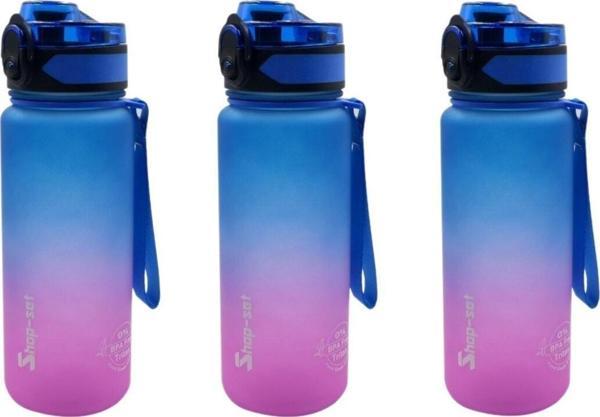 Shopset 3 Adet * 500Ml Tritan Motivasyonlu Su Matarası Çift Renk (Lacivert - Pembe) - Image 1