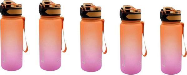 Shopset 5 Adet * 500Ml Tritan Motivasyonlu Su Matarası Çift Renk (Turuncu - Pembe) - Image 1