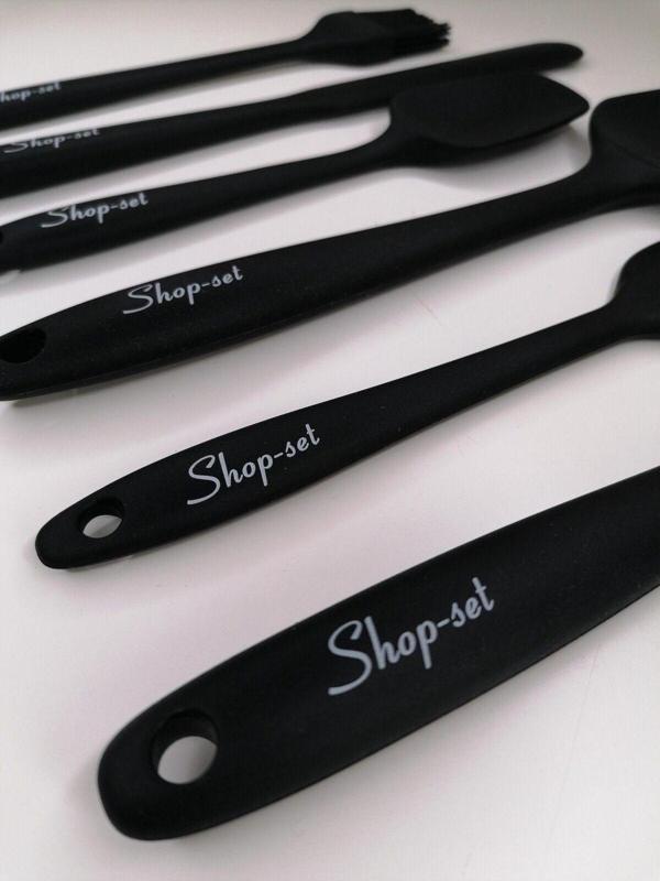 Shopset Isıya Dayanıklı Yanmaz Yapışmaz Silikon Spatula Seti 6 Parça - Siyah - Image 1