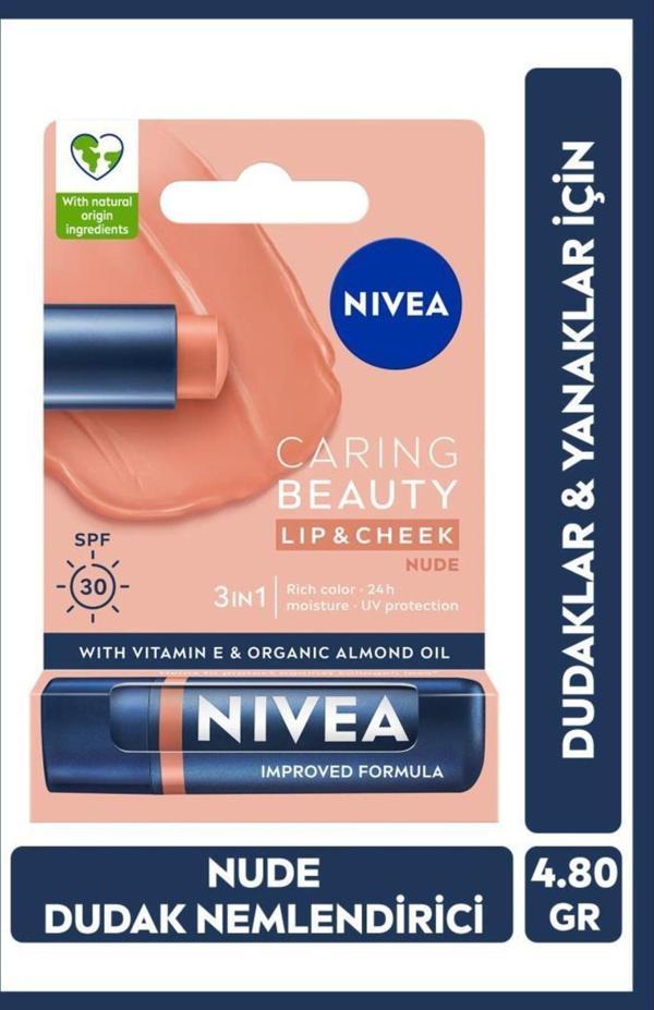 Renkli Dudak Bakım Kremi,nude,4,8gr,nemlendirme,spf30,doğal Yağlar,e Vitamini,dudak Ve Yanaklar Için - Image 1
