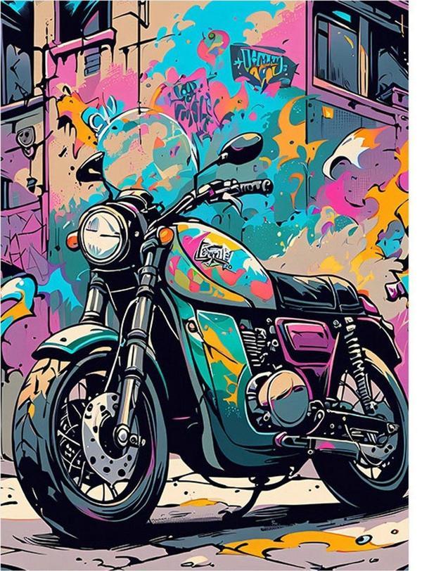 Ekart Chopper Motosiklet Modern Ahşap Tablo 50 cm x 70 cm - Image 1