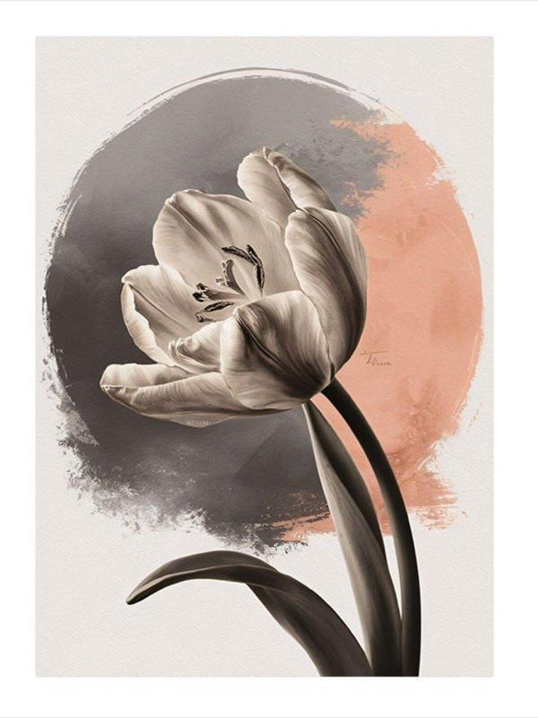 Ekart Beyaz Çiçekler Modern Ahşap Tablo 25 cm x 35 cm - Image 1