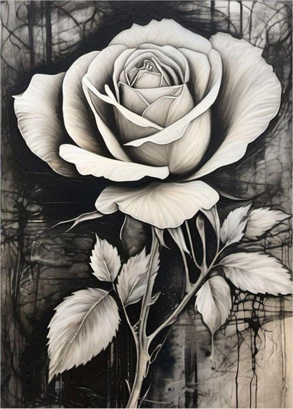 Ekart Beyaz Gül Tasarım Ahşap Tablo 35 cm x 50 cm - Image 1