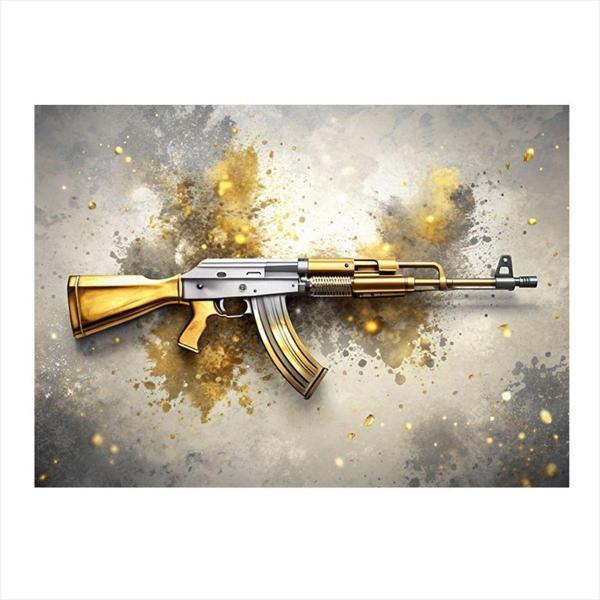 Ekart Altın Rengi Ak-47 Dekoratif ahşap Tablo 50 cm x 70 cm - Image 1