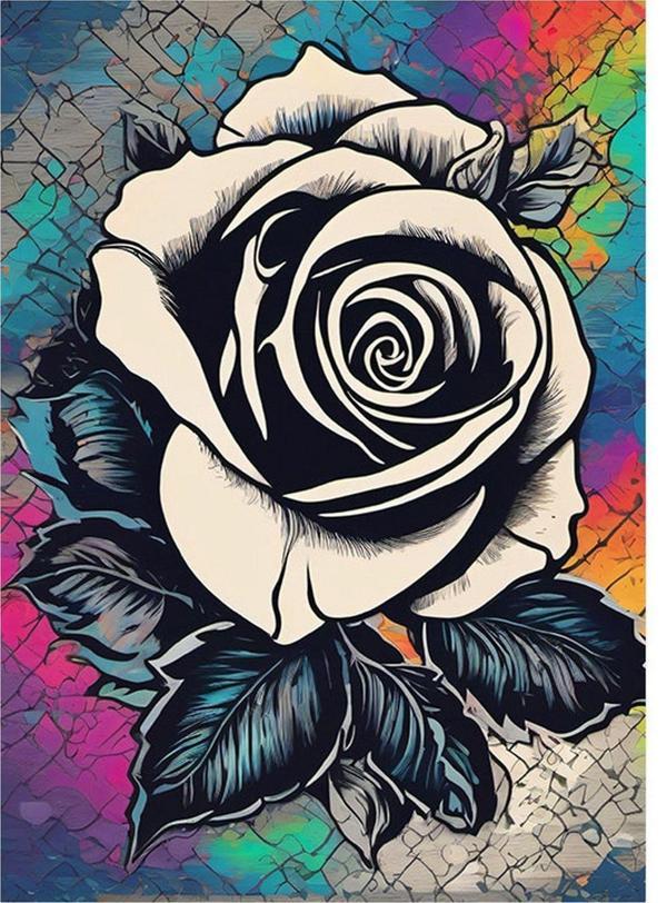 Ekart Beyaz Gül Tasarım Ahşap Tablo 35 cm x 50 cm - Image 1