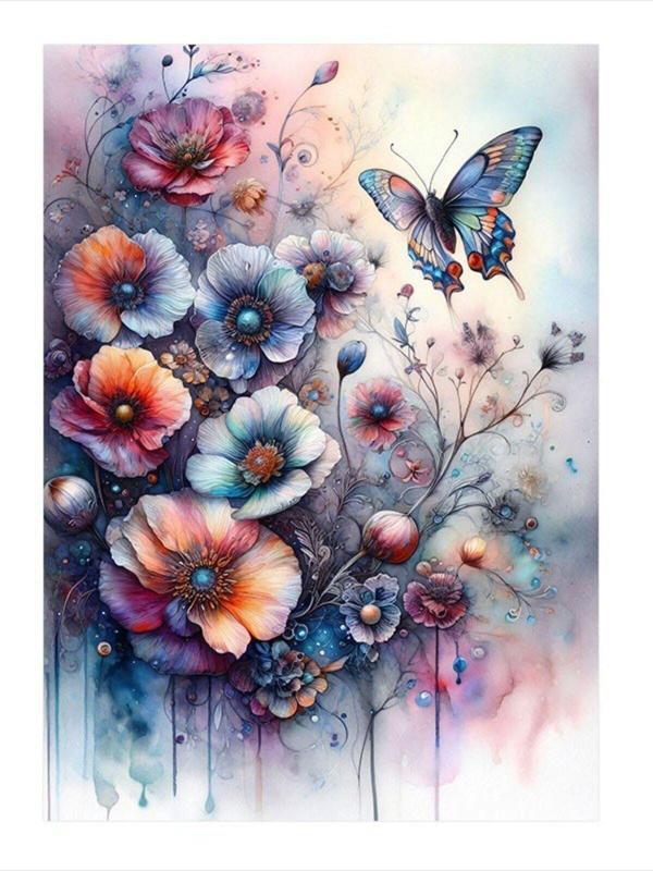 Ekart Çiçekler Ve Kelebek Modern Ahşap Tablo 25 cm x 35 cm - Image 1